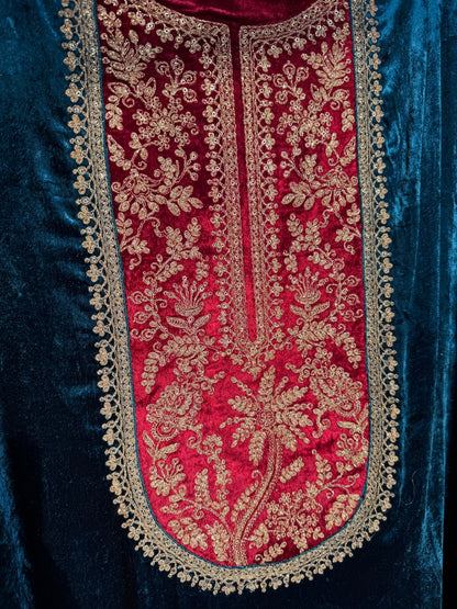 Velvet Front back Marori Aari work suit