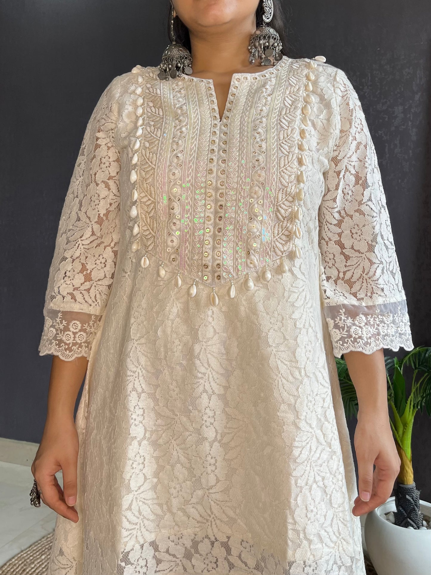 Pure cotton lace work coord