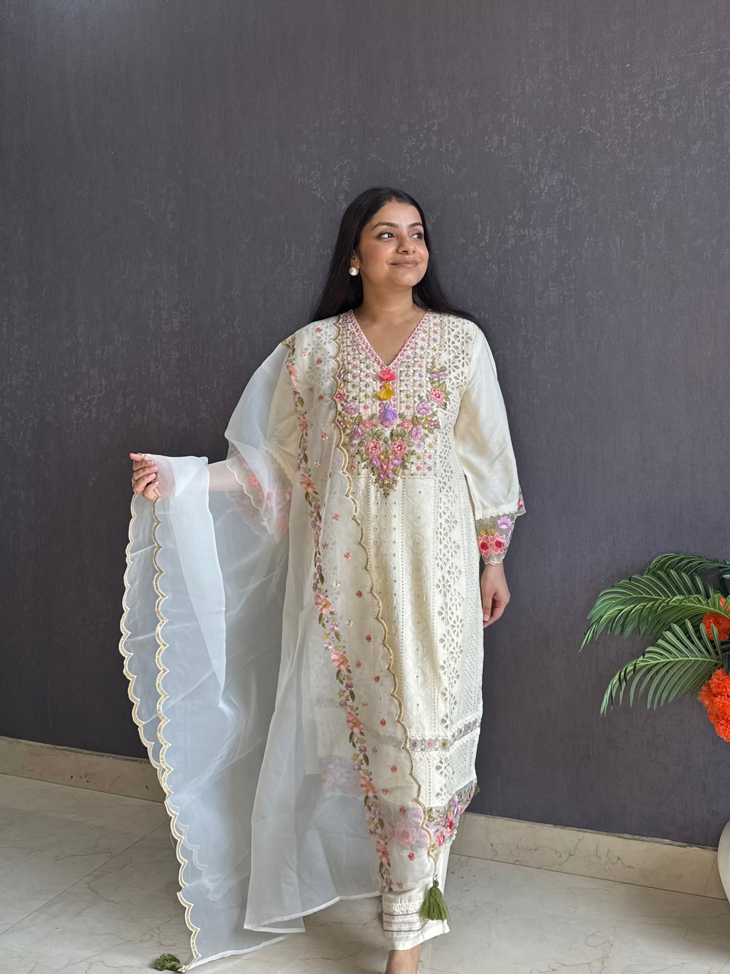 Pakistani schiffili designer suit
