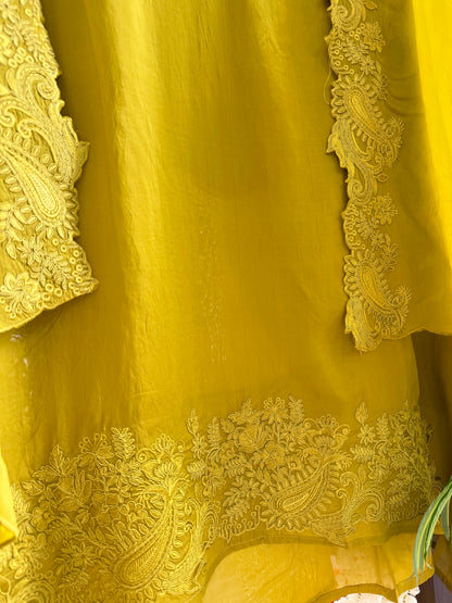 Luxurious aari work organza suit