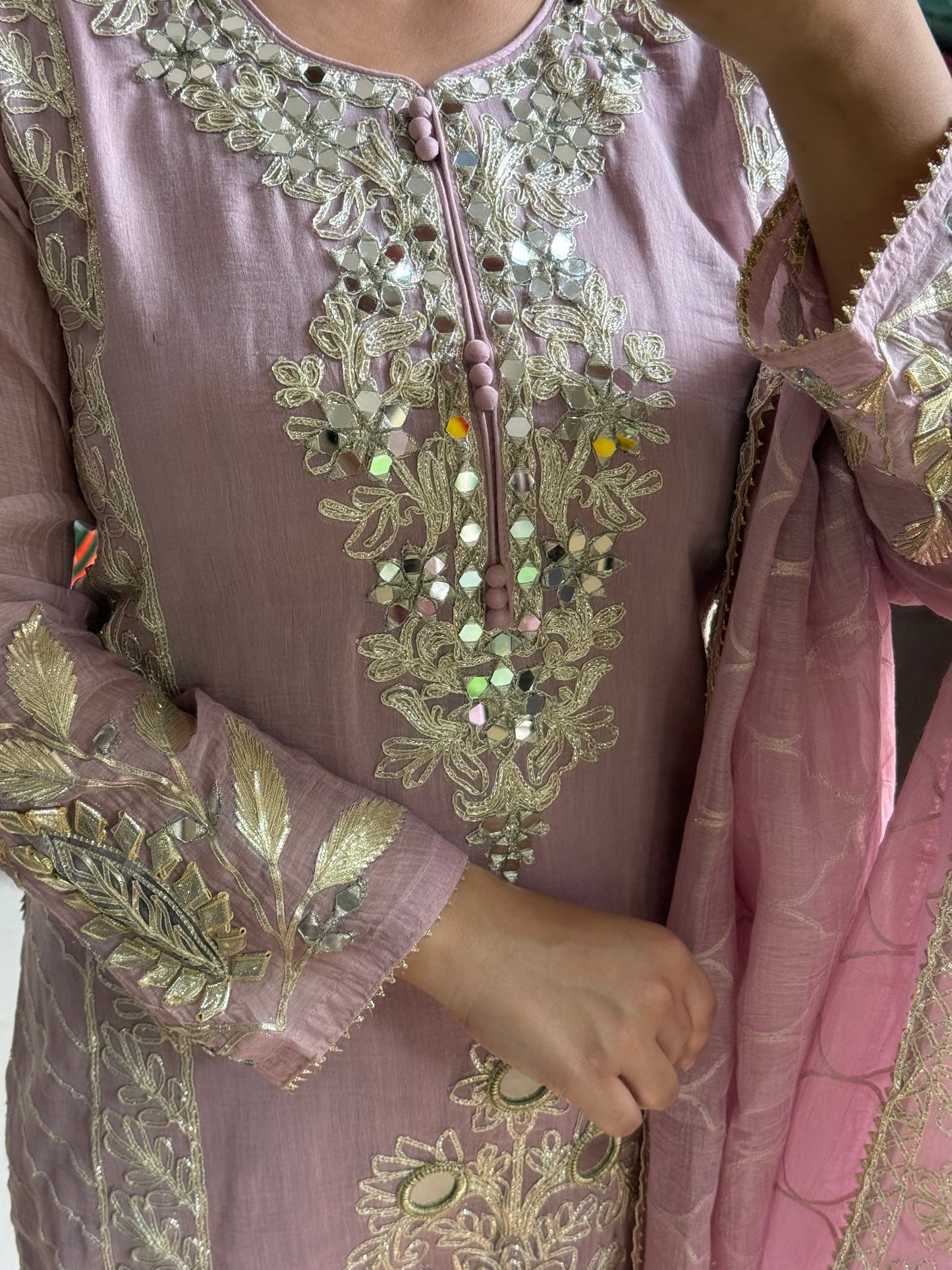 Luxurious mul cotton gotapatti sharara set