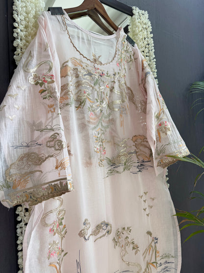 Luxurious Mul chanderi gota appliqué work suit