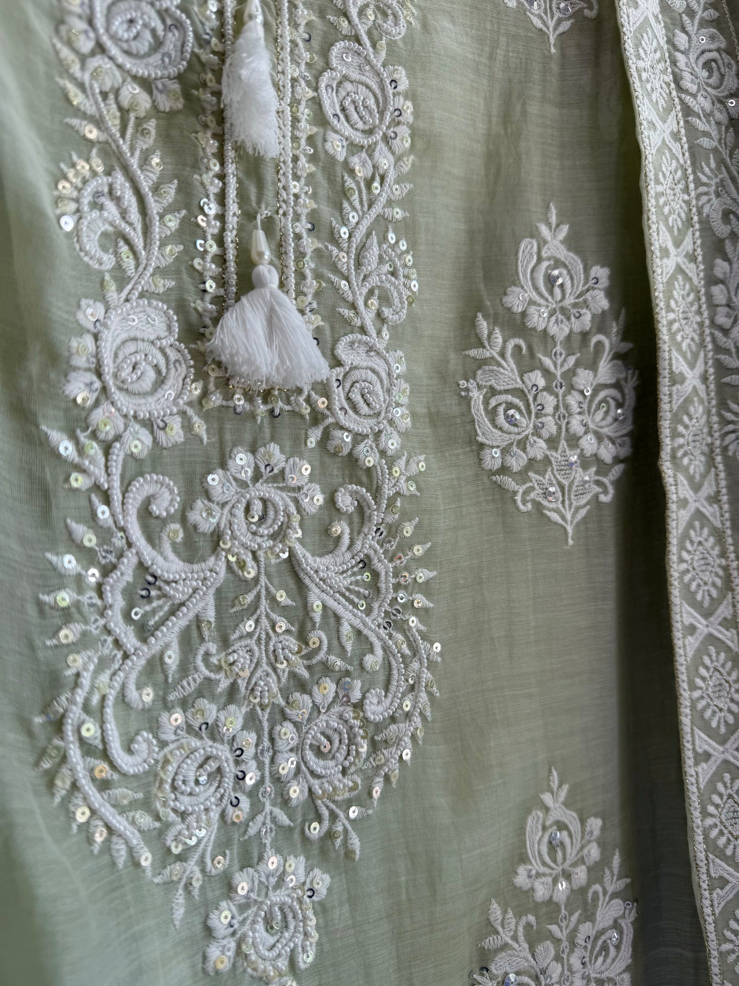 Luxurious Mul chanderi lucknowi handwork suit