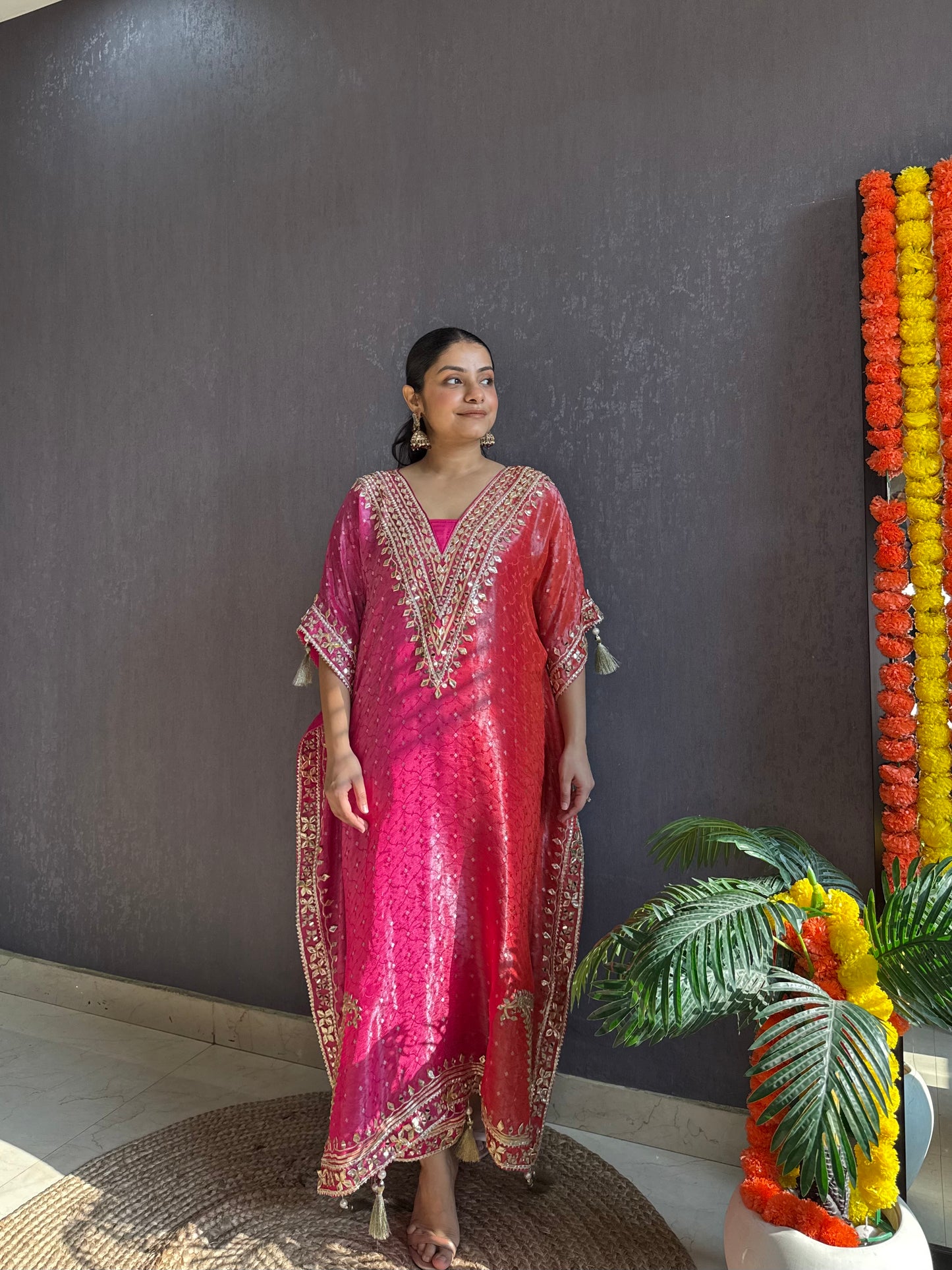Luxurious ombré kaftan gotapatti set