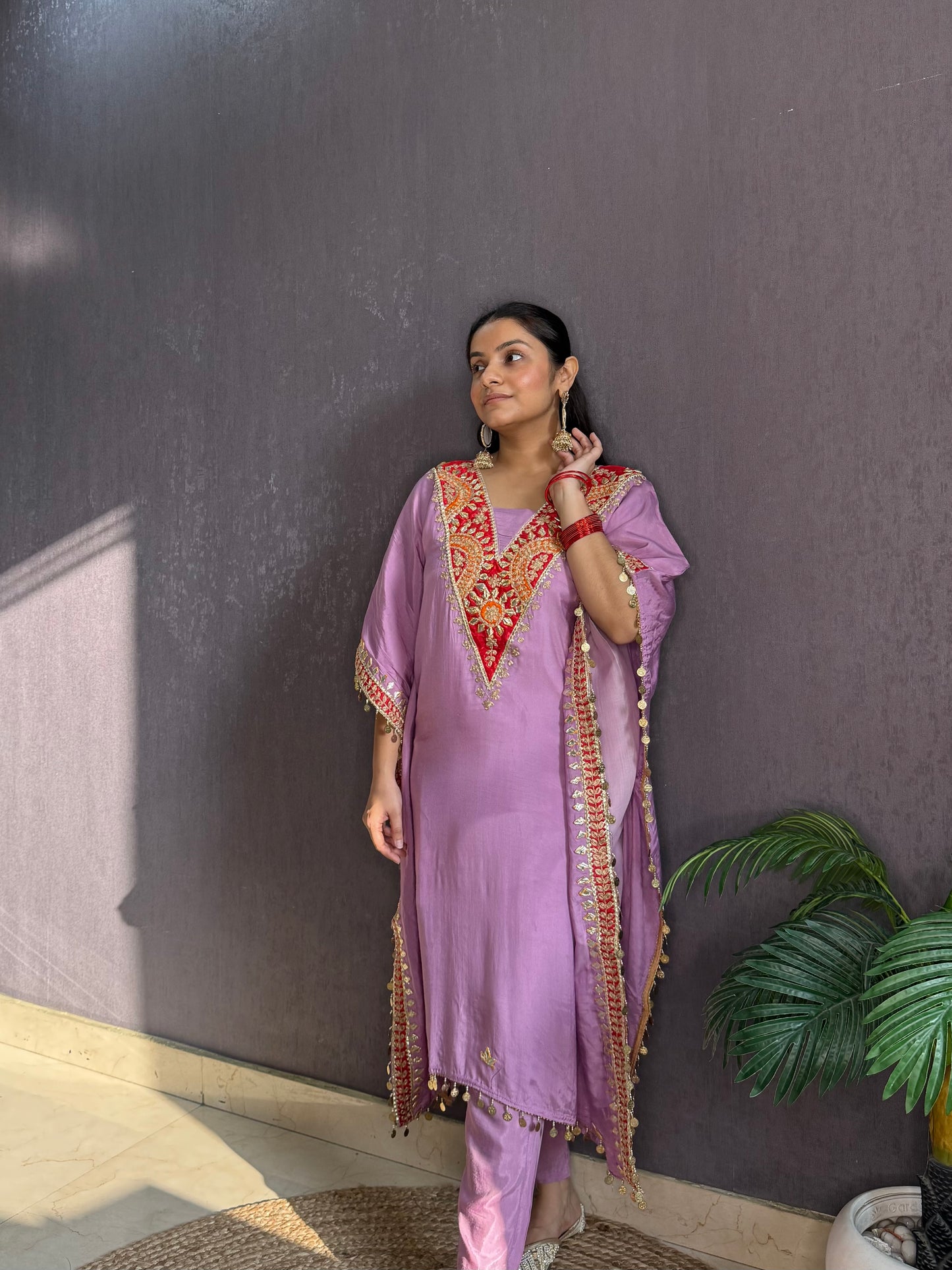 Gotapatti aari work kaftan set