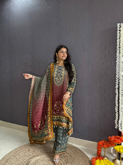 Digitally printed high low Suit