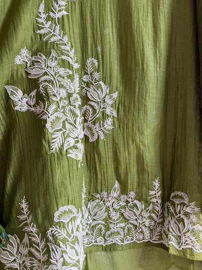 Luxurious aari work Mul chanderi suit