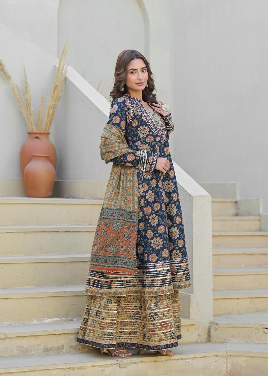 Pure cotton gota double Anarkali