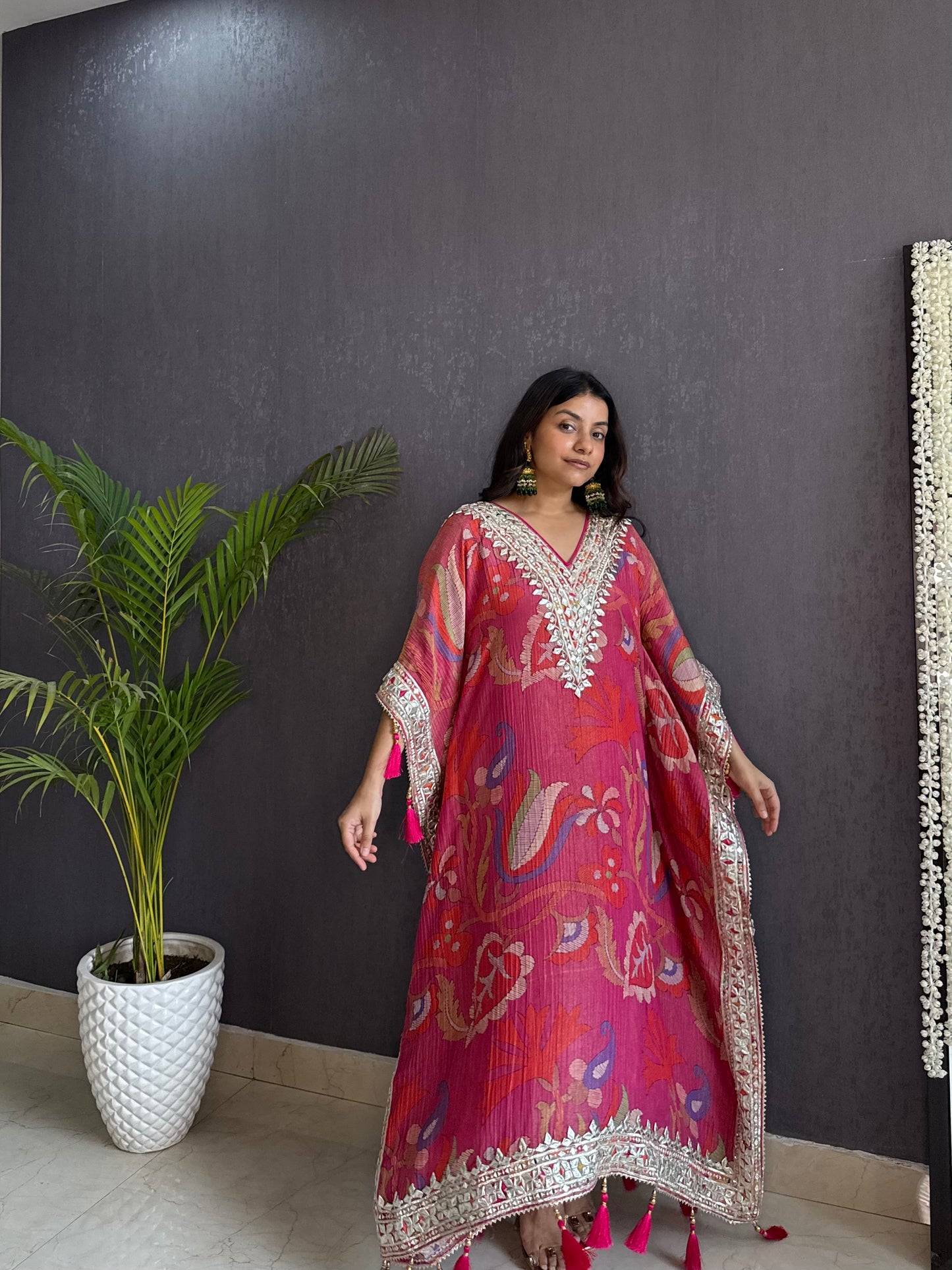 Luxurious abstract floral gotapatti kaftan set