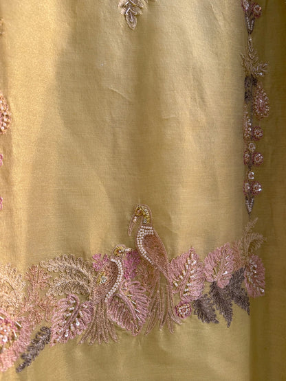 Premium tissue linen silk hand embroidered suit