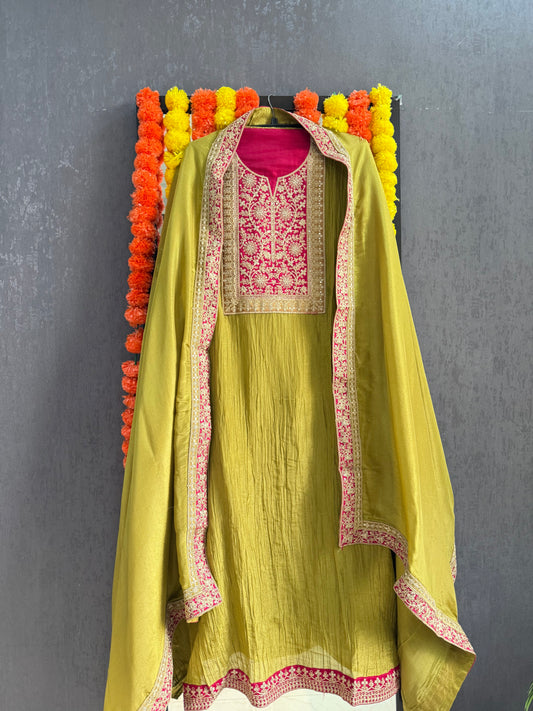 Crush tissue marori aari work suit