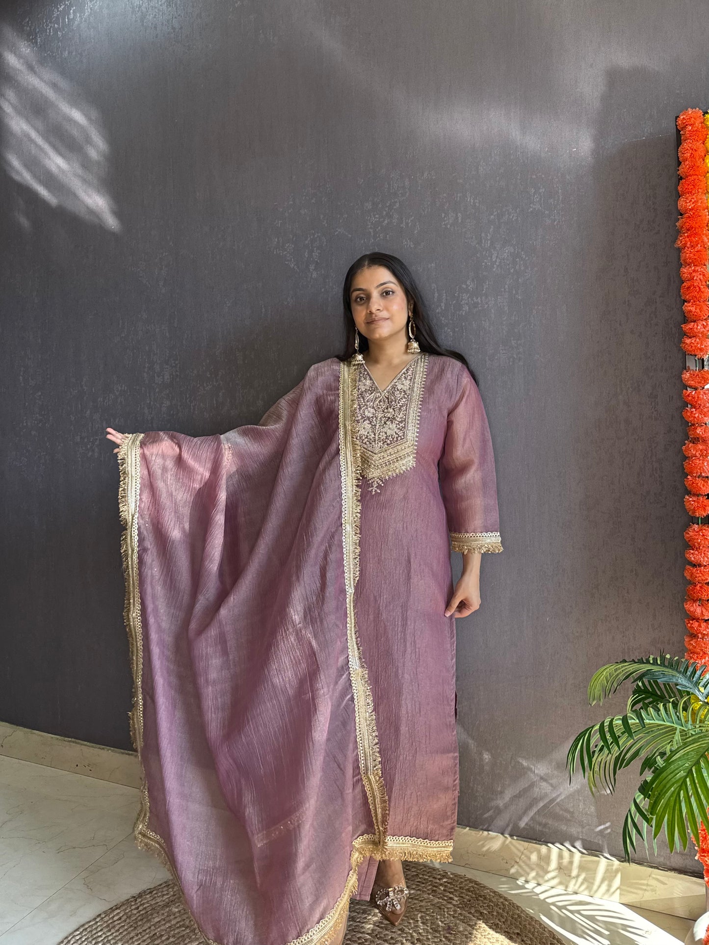 Tissue silk Handwork suit set