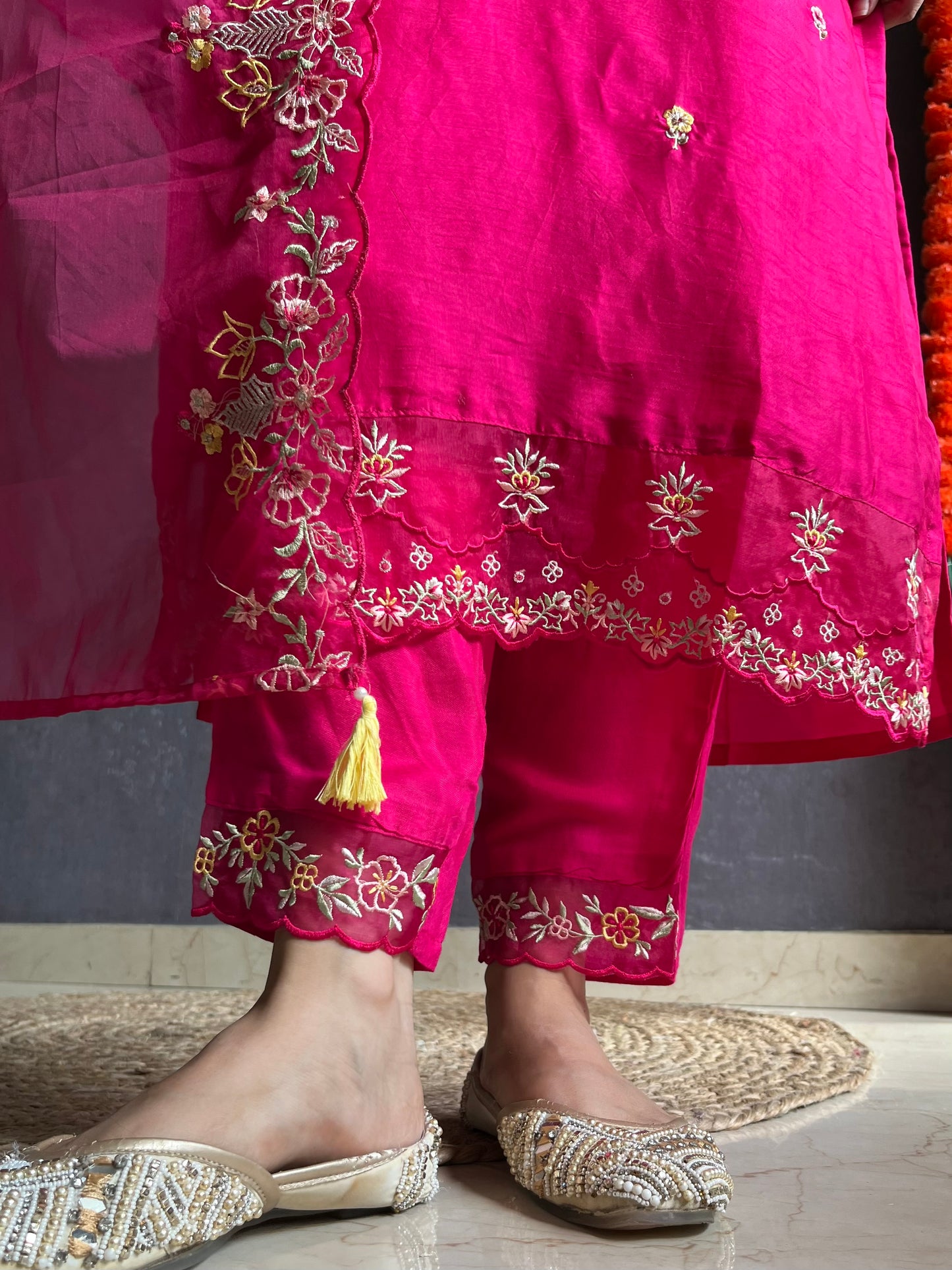 French knot silk Handwork suit set