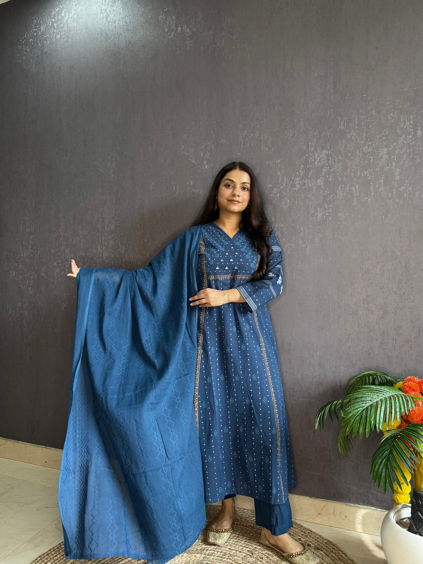 Jamdani Mirror cotton A line suit set