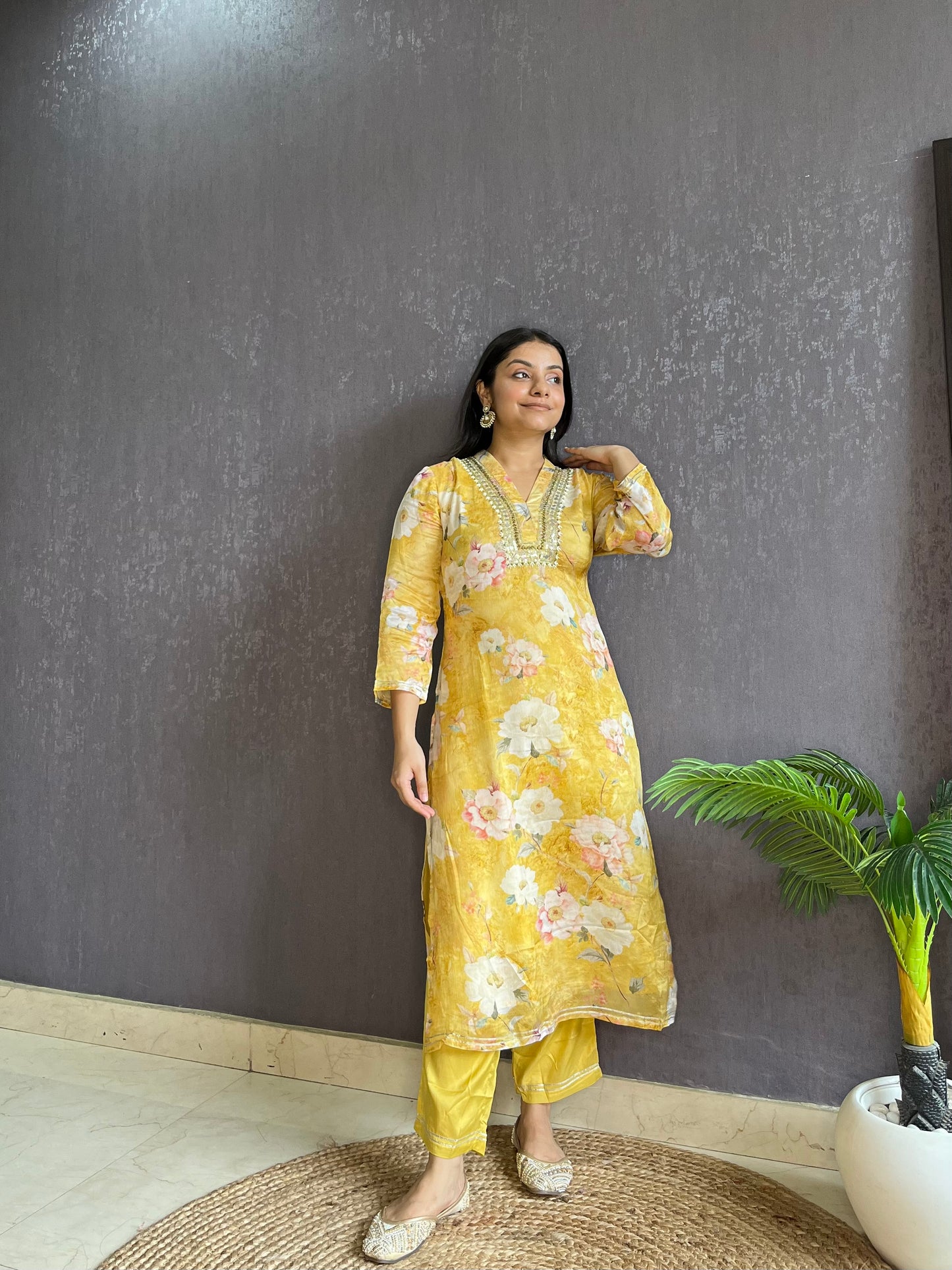 Chinon floral handwork Kurta sets