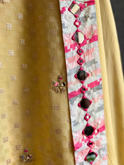 Luxurious sheesha aari work Tissue silk suit