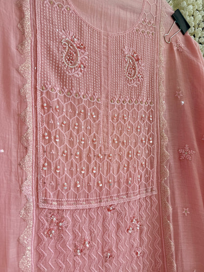 Luxurious Mul chanderi lucknowi paisley suit