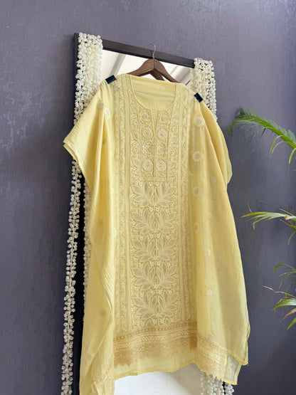 Luxurious Mul chanderi lucknowi handwork suit