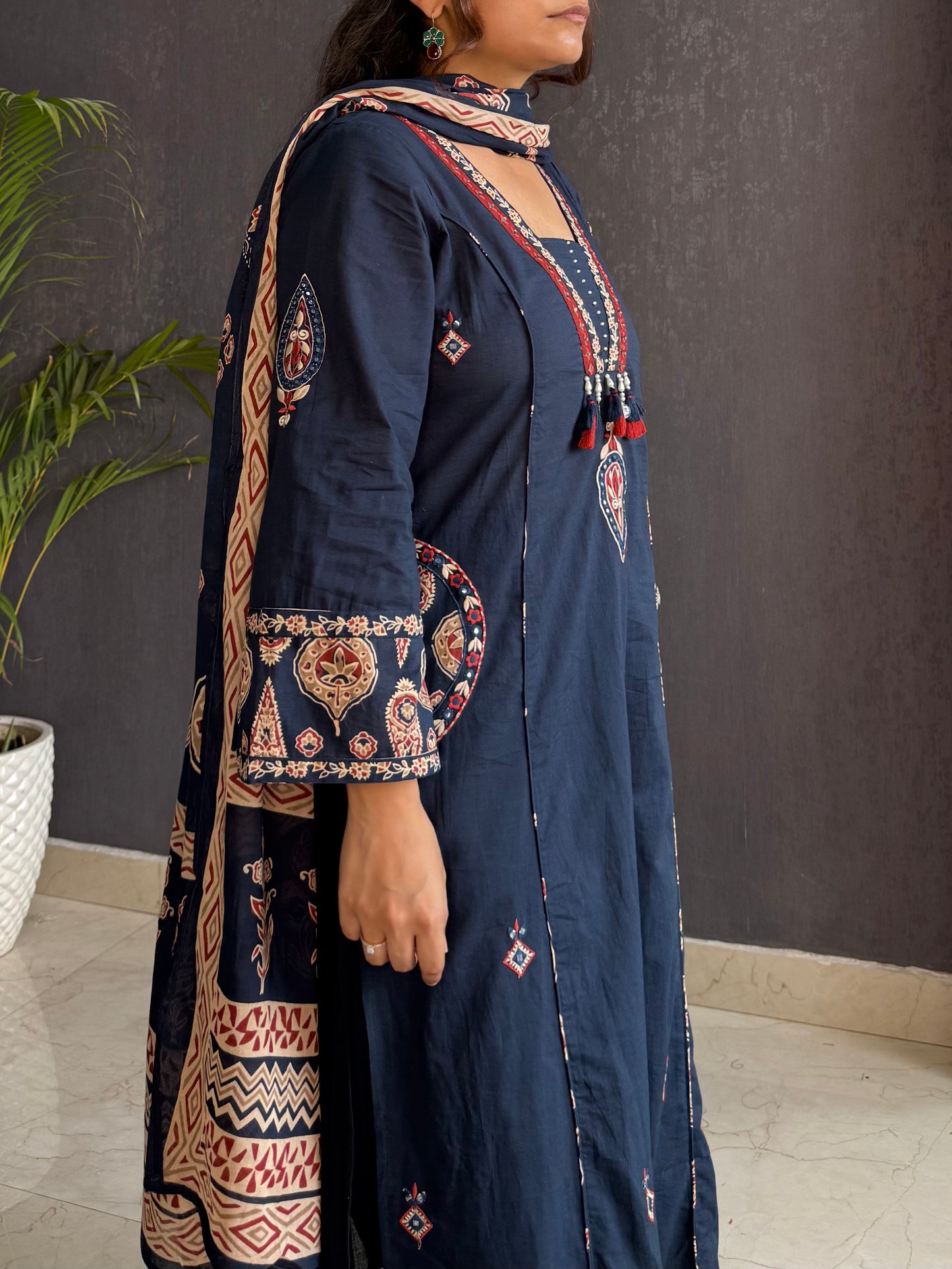 Pure cotton ajrakh suit set