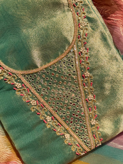 Tissue silk multi color suit
