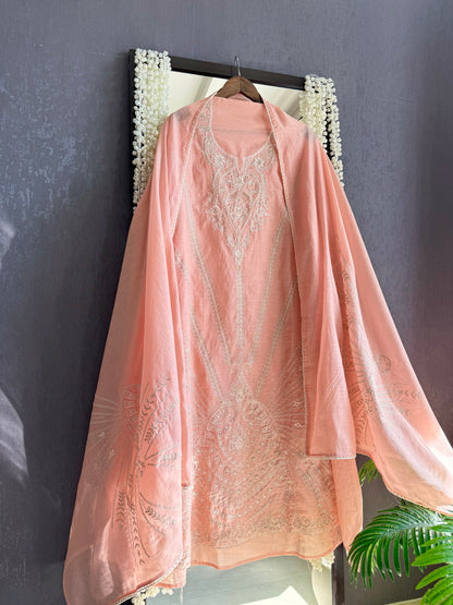 Luxurious Mul chanderi aari work suit