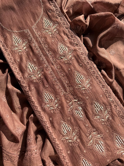 Luxurious Mul chanderi lucknowi handwork suit