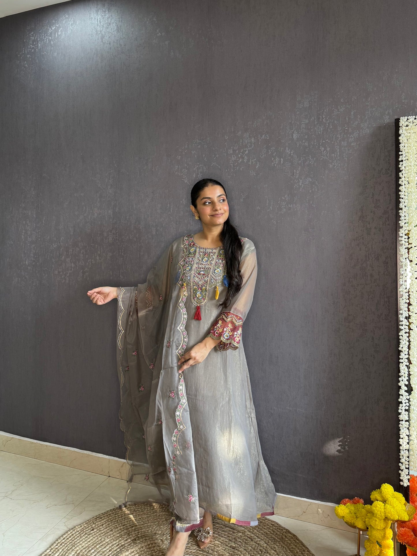 Tissue silk Handwork suit set