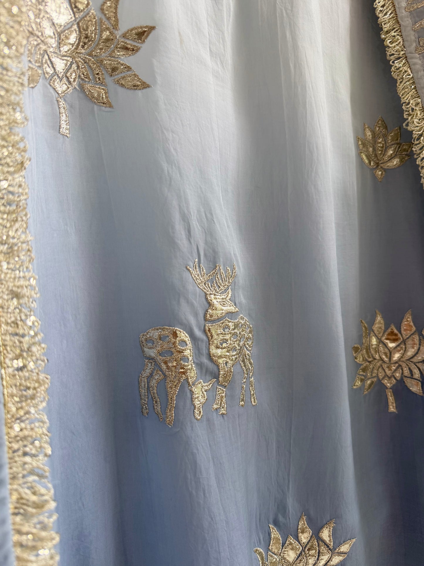 Luxurious organza gota appliqué work suit