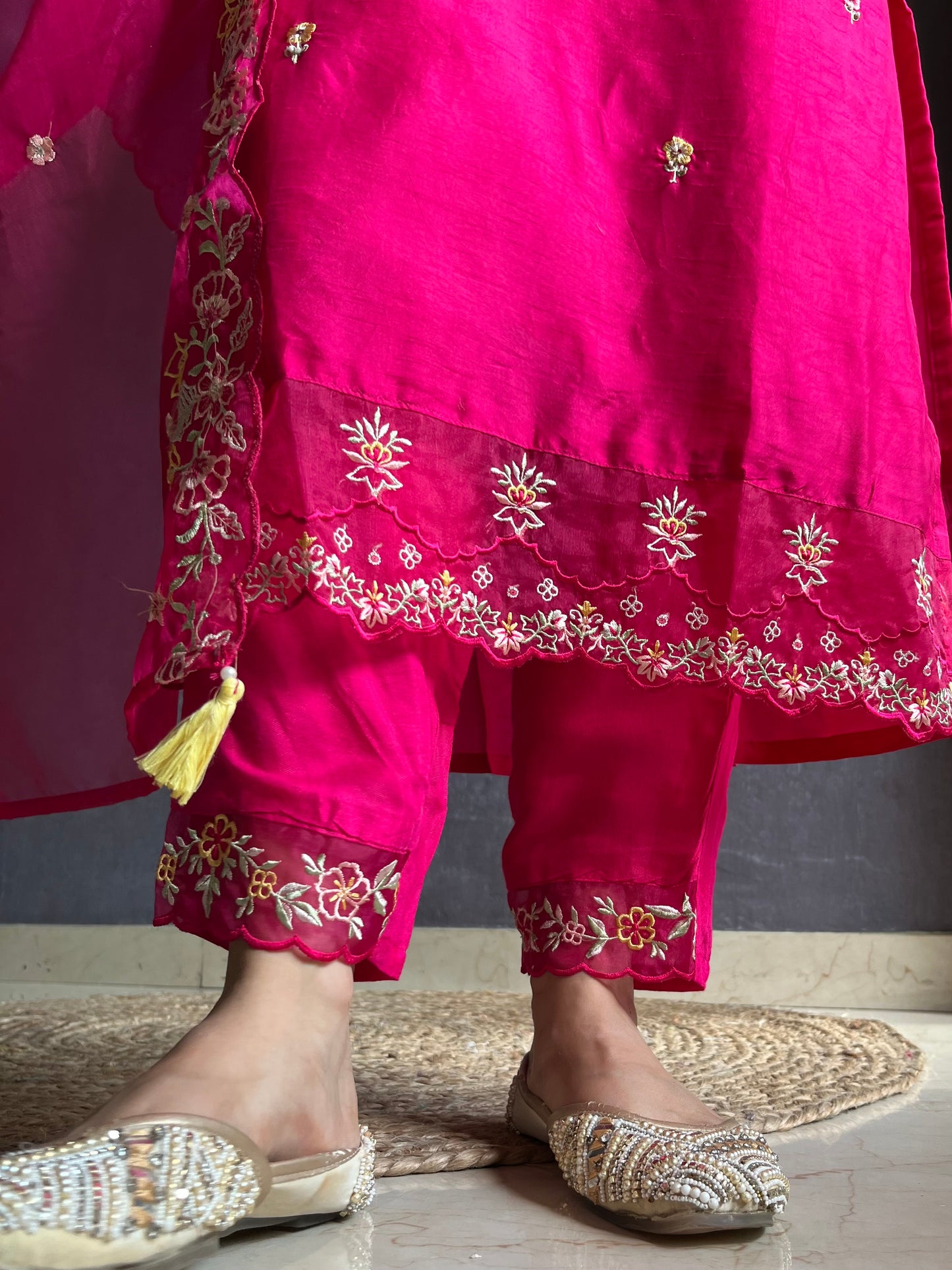 French knot silk Handwork suit set