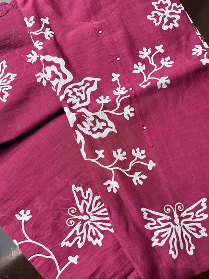 Luxurious Mul chanderi appliqué butterfly suit