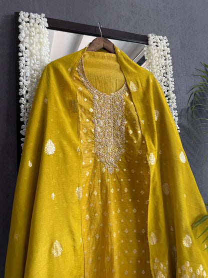 Semi Benarsi silk aari work suit