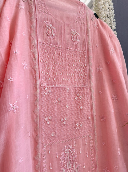 Luxurious Mul chanderi lucknowi paisley suit