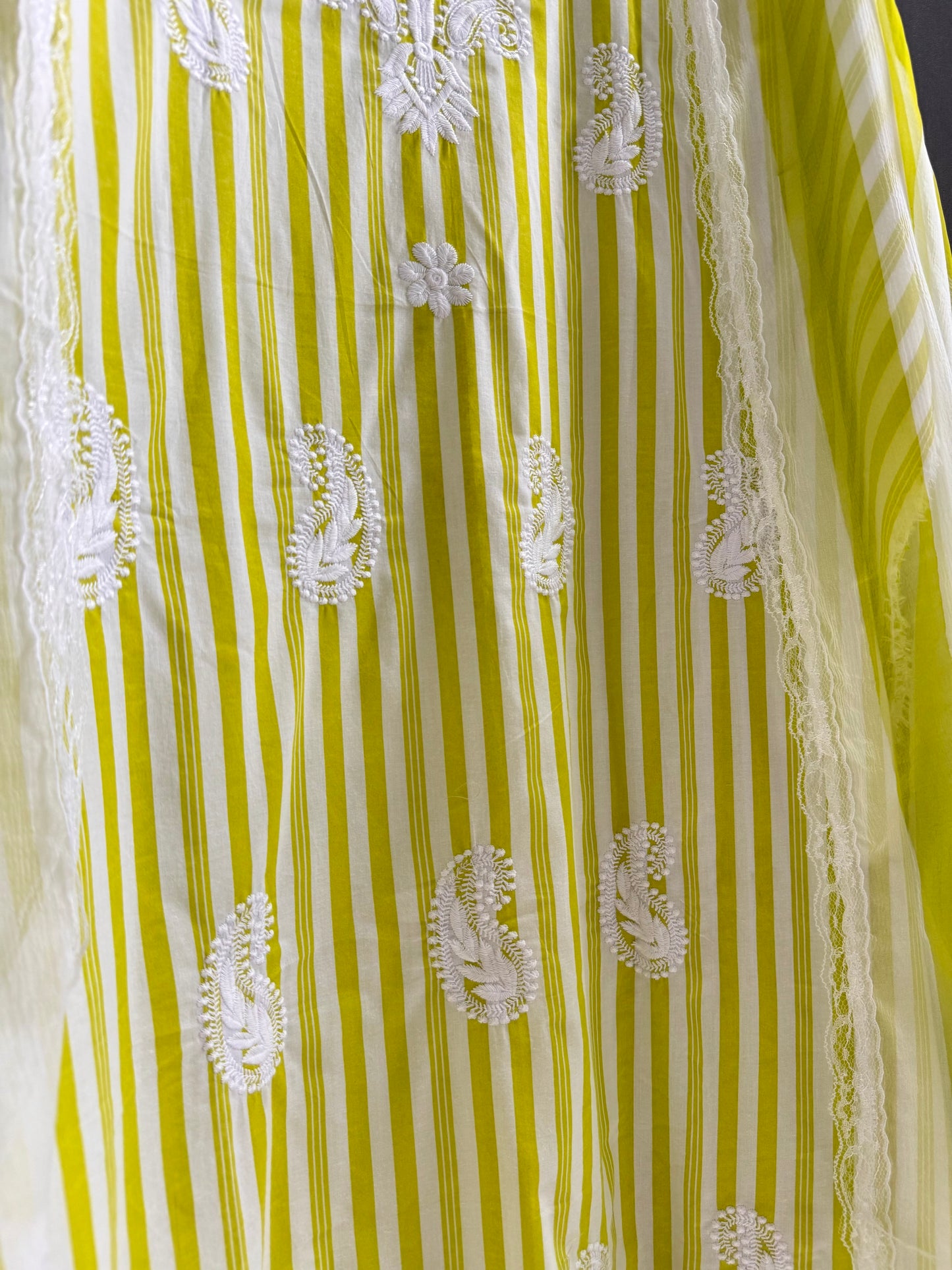 Striped cotton Lucknowi suit