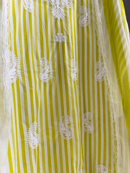 Striped cotton Lucknowi suit