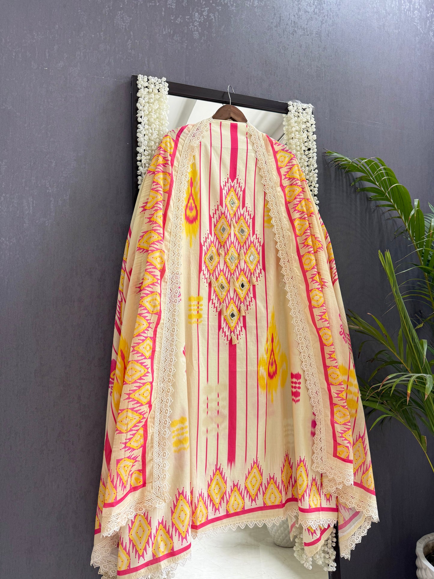 Mulmul cotton ikkat suit