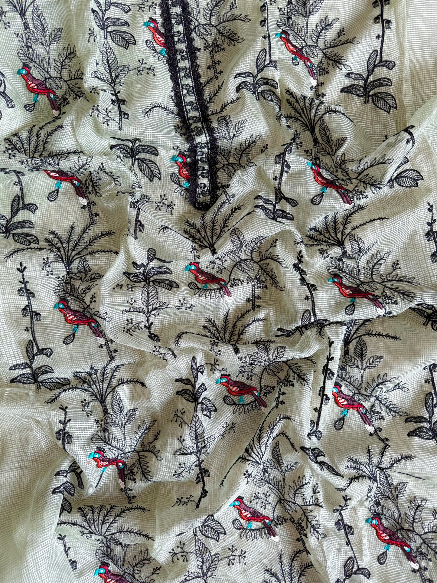 Kota doria birds embroidered suits