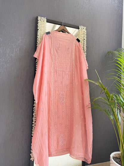 Luxurious Mul chanderi lucknowi paisley suit