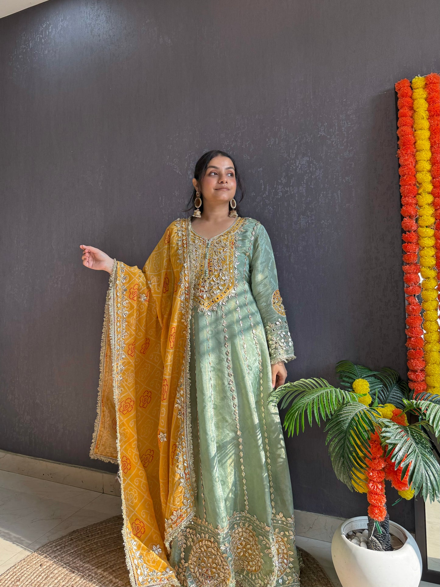 Luxurious Bandhani gotapatti anarkali set