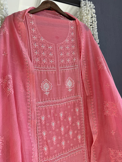 Luxurious Mul chanderi lucknowi handwork suit