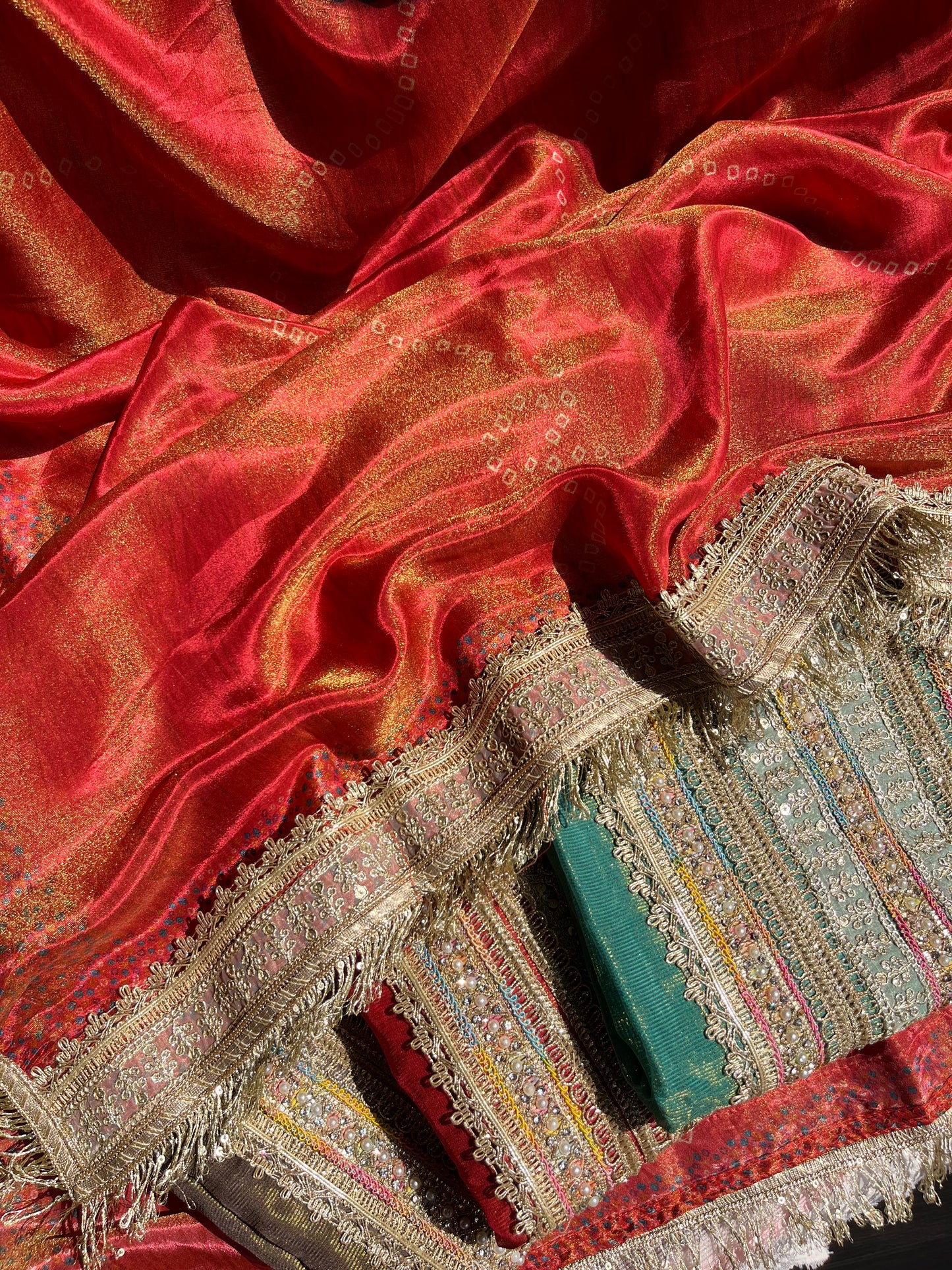 Luxurious zari woven tissue silk suit