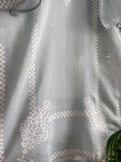 Luxurious Mul chanderi appliqué work suit