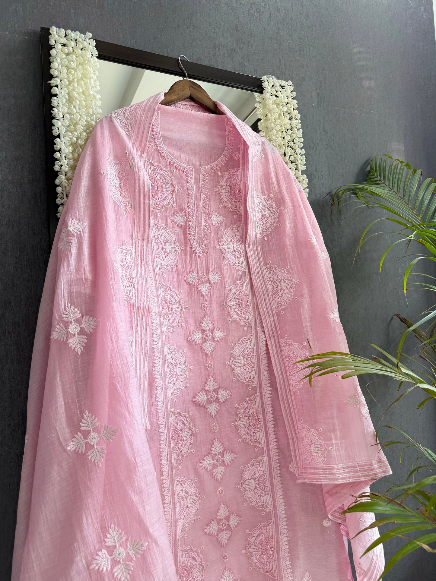 Luxurious Mul chanderi lucknowi handwork suit