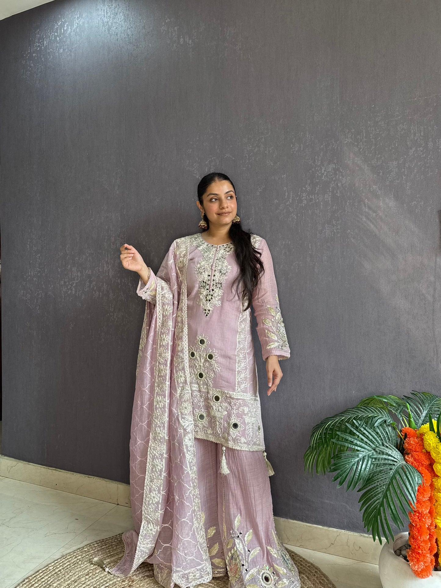 Luxurious mul cotton gotapatti sharara set