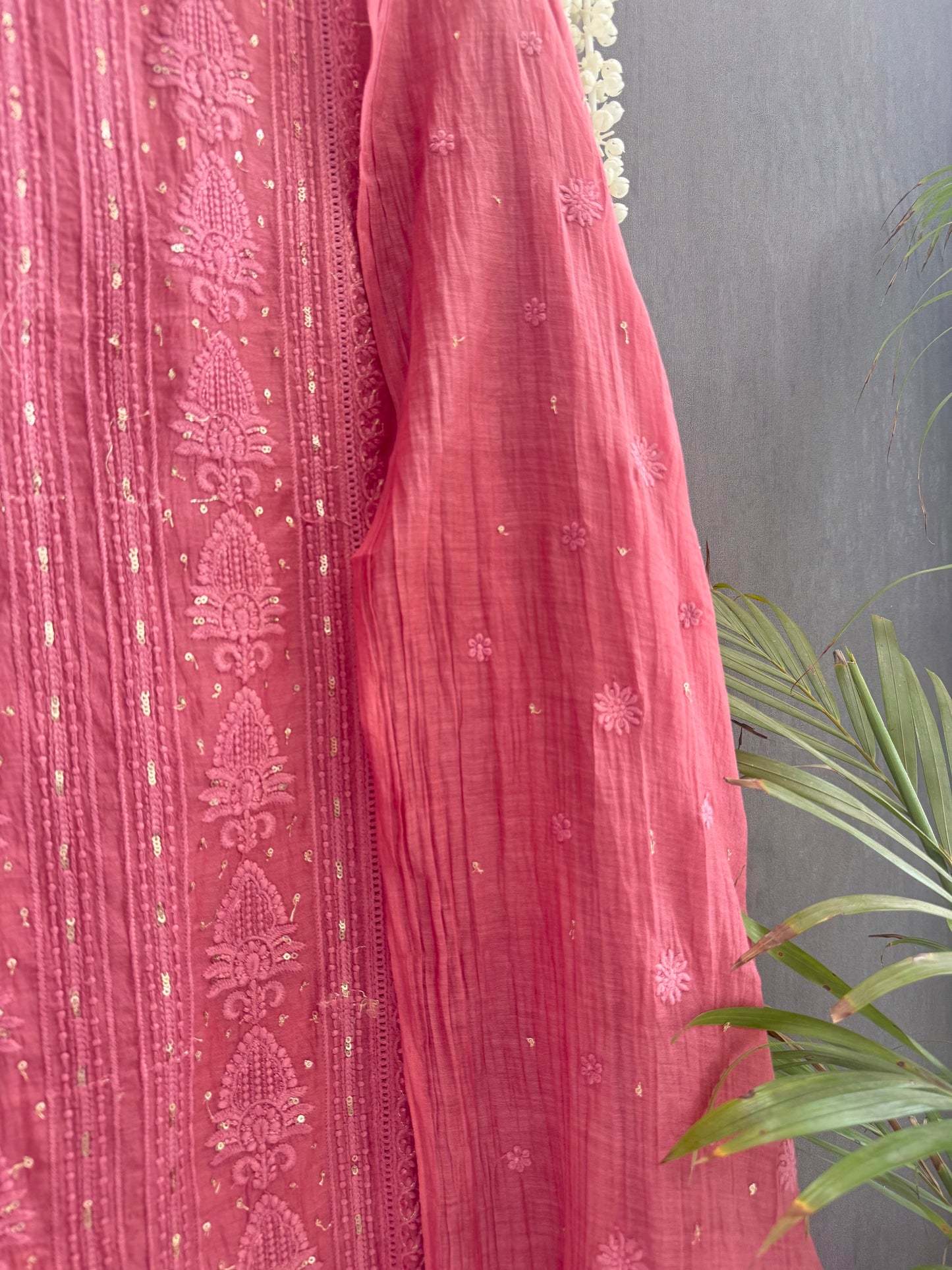 Luxurious Mul chanderi lucknowi handwork suit
