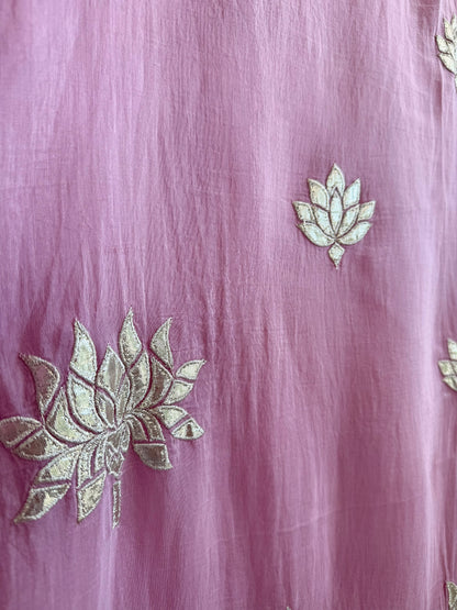 Luxurious Mul chanderi gota appliqué work suit