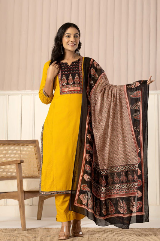 Pure cotton ajrakh print suit set