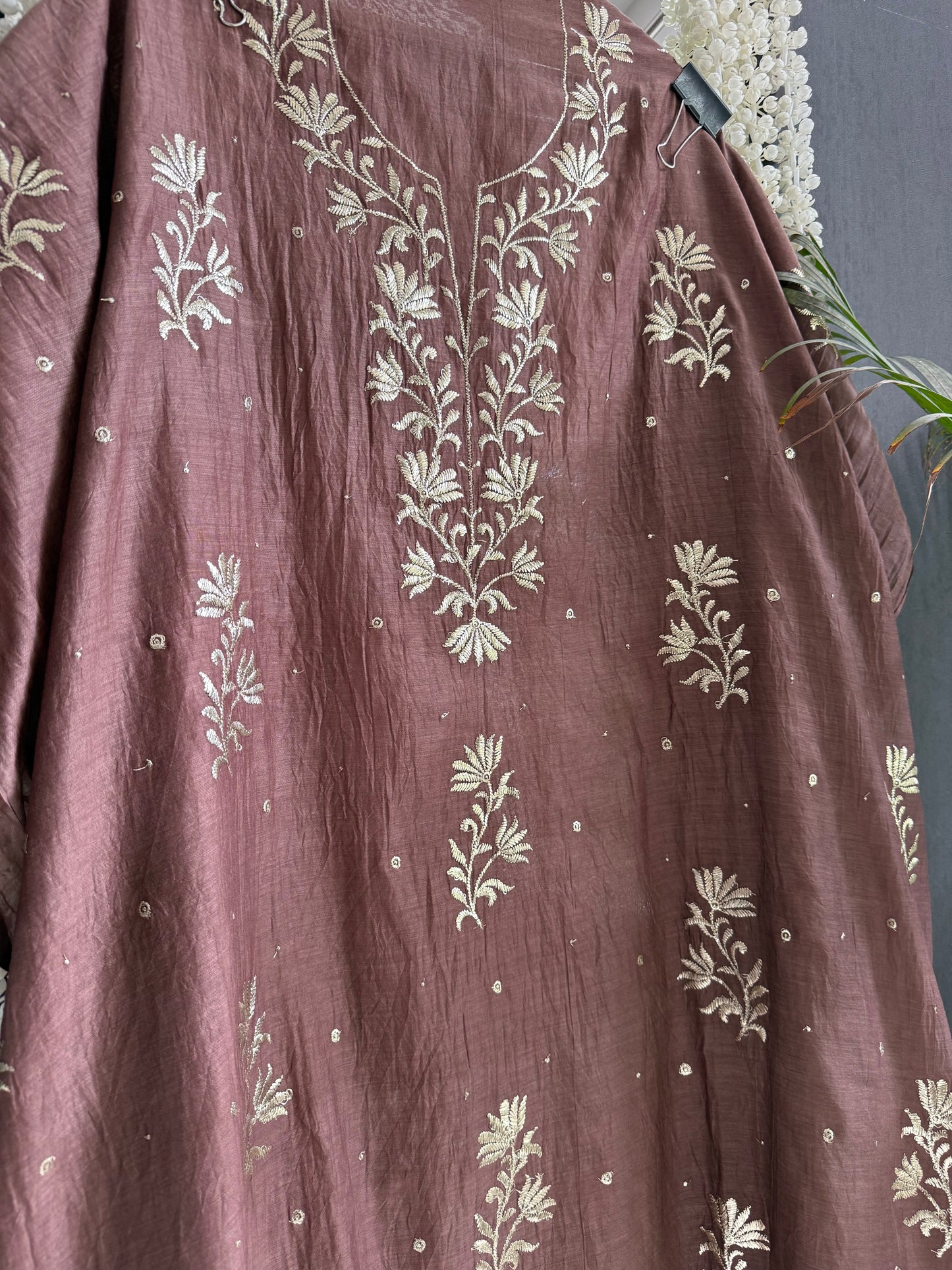 Luxurious Mul chanderi pitta work suit