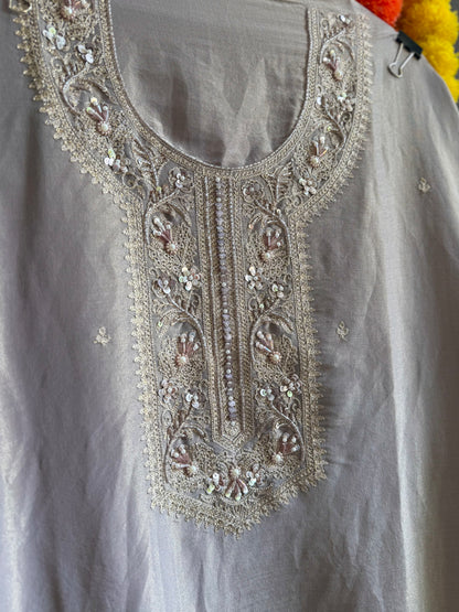Premium tissue silk hand embroidered suit