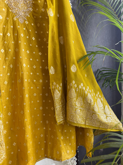 Semi Benarsi silk aari work suit