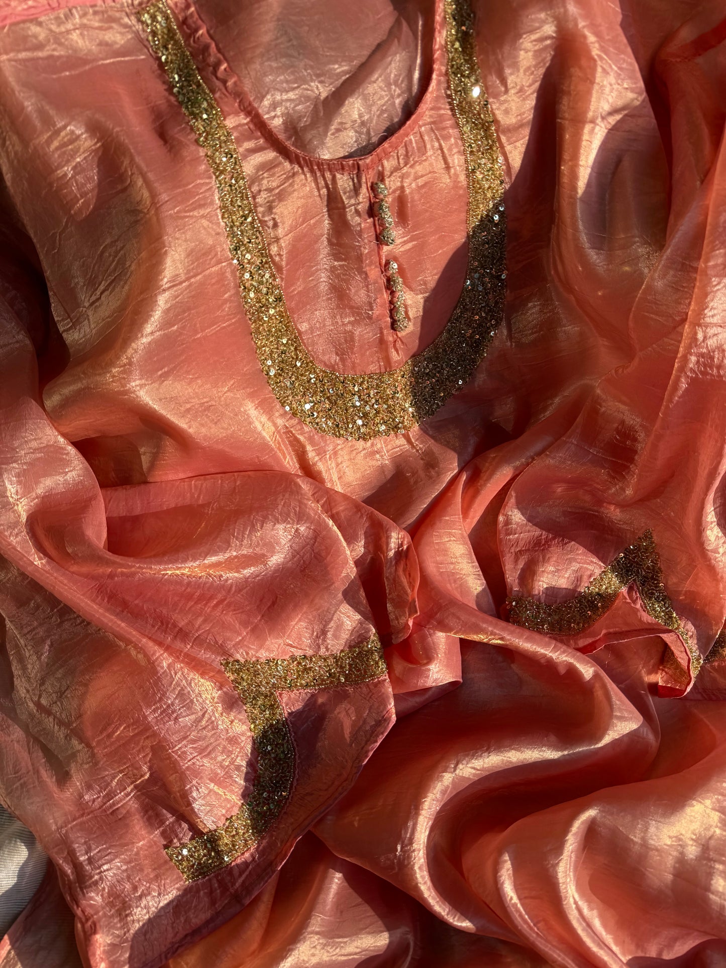 Handwork Crush Tissue silk suit